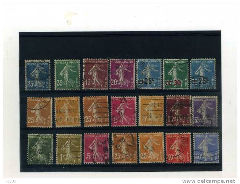 - FRANCE 1906/38 . SUITE DE TIMBRES  . SEMEUSE CAMEE - 1906-38 Säerin, Untergrund Glatt