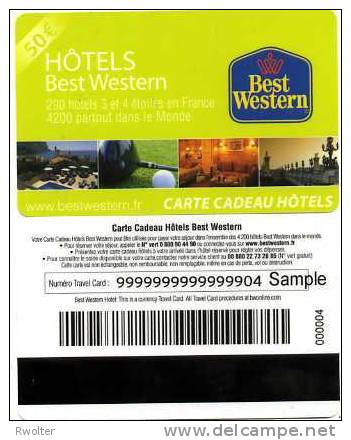 @+ Carte Cadeau - Gift Card : Hotels Best Western France 50€ - Verso SAMPLE - Tarjetas De Fidelización Y De Regalo