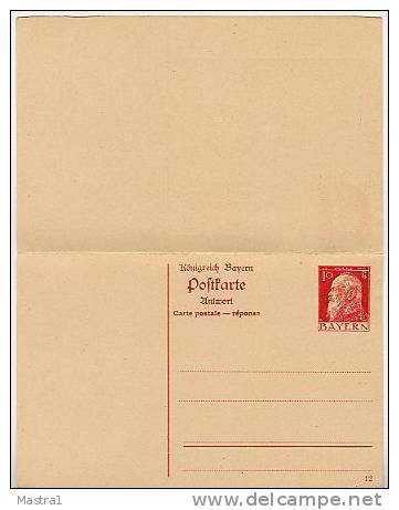 BAYERN P90/02 Antwort-Postkarte München 1912 Kat. 37,50 - Sonstige & Ohne Zuordnung