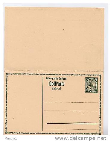 BAYERN P95/01 Antwort-Postkarte Hof-Plauen 1914 Kat. 13,00 - Ganzsachen