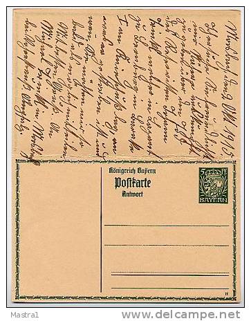 BAYERN P95/02 Antwort-Postkarte Moosburg-Bernburg 1915 Kat. 13,00 € - Postal  Stationery