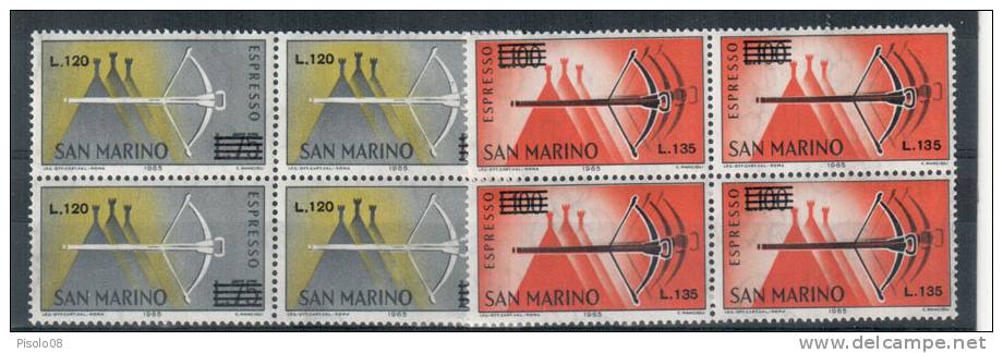 SAN MARINO 1965 ESPRESSI QUARTINE ** MNH SPLENDIDA - Express Letter Stamps