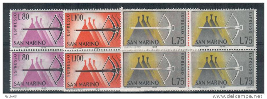 SAN MARINO 1966 ESPRESSI QUARTINE ** MNH SPLENDIDA - Express Letter Stamps