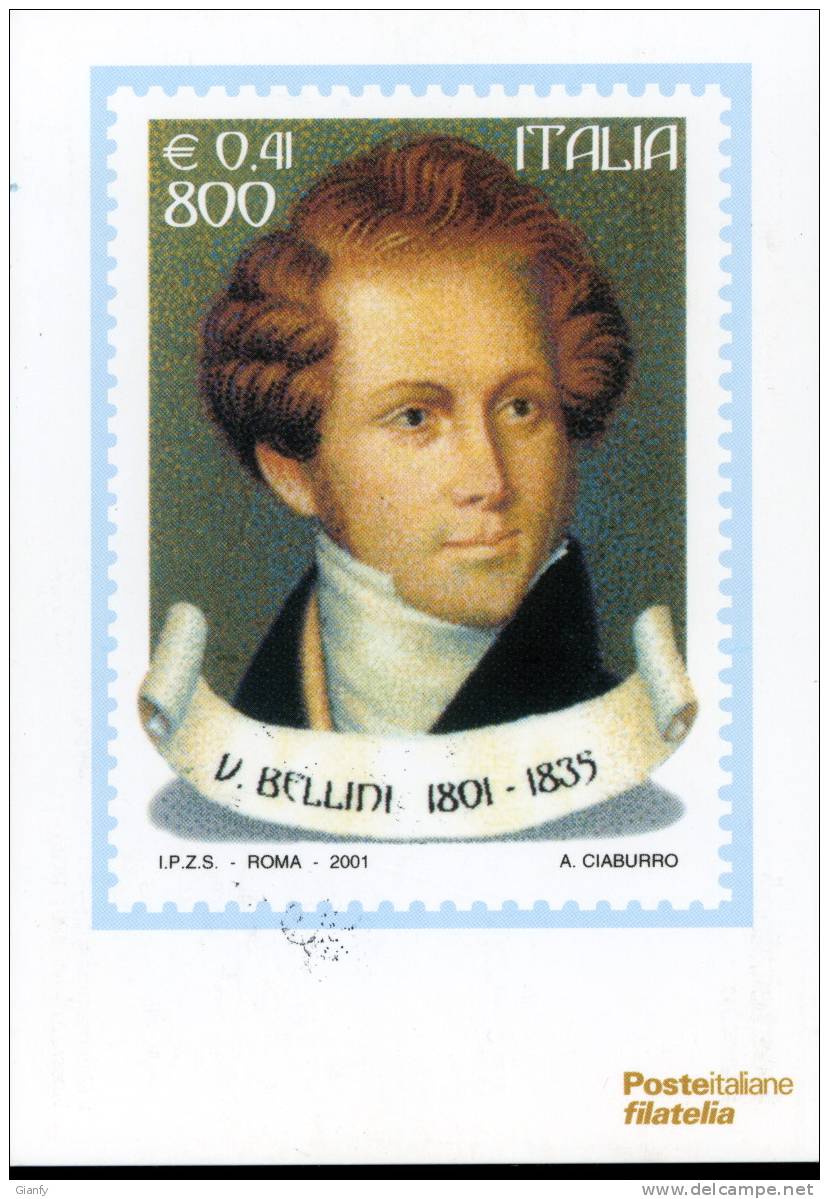 ITALIA MAXIMUM MAXIMA MELODRAMMA OPERA LIRICA BELLINI 2001 PARMA SASSONE 2520 PERFETTA - Cartoline Maximum