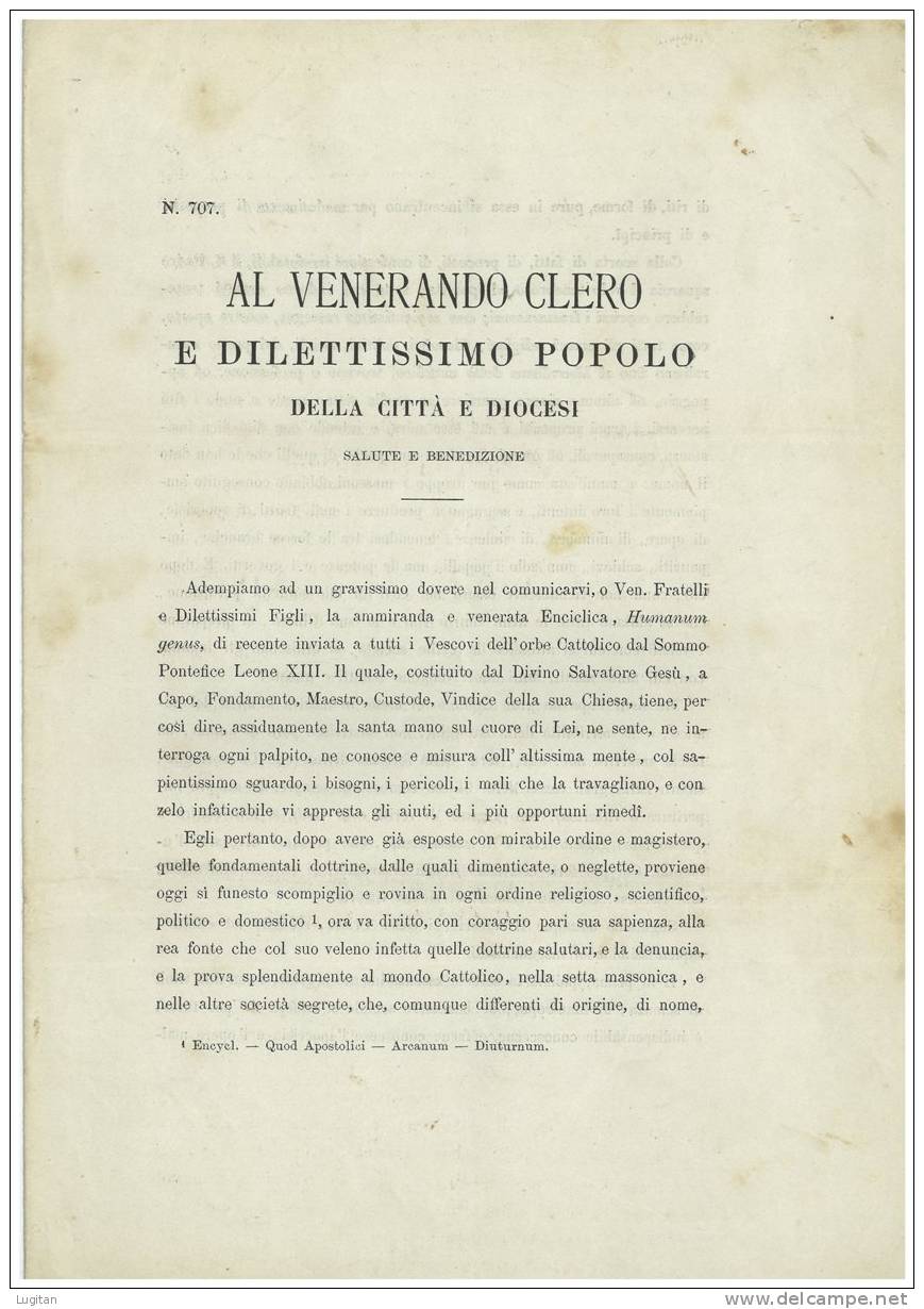 Documento: Al Venerando Clero E Dilettissimo Popolo - Della Città E Diocesi - Salute E Benessere - Lombardia - Brescia - Historical Documents