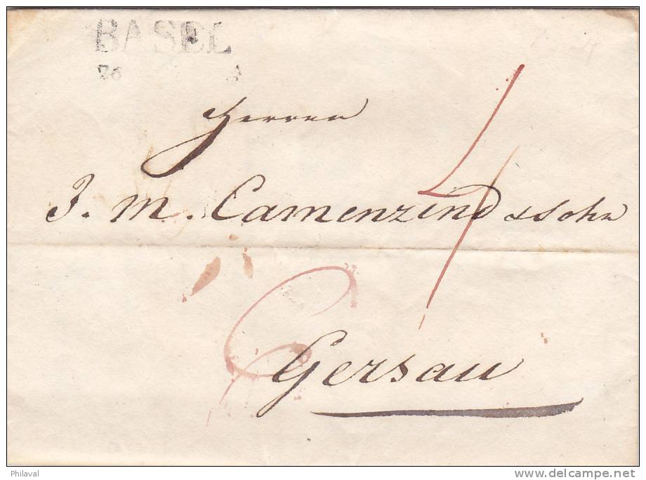 Lettre Préphilatélique , Linéaire De BASEL, Datée Du 26.8.1824, Pour Gersau - ...-1845 Precursores