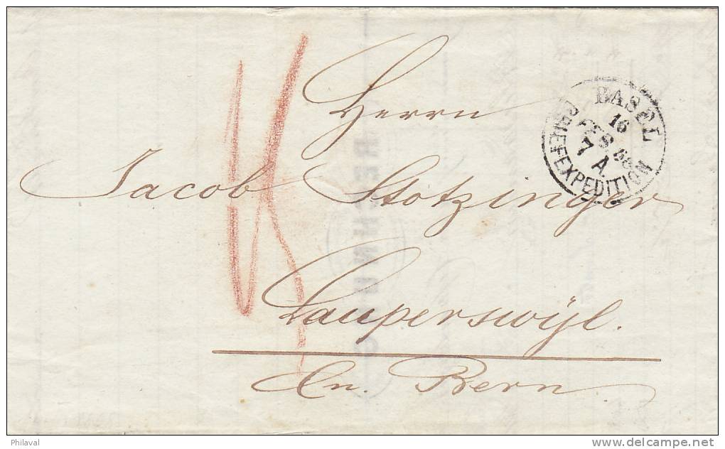 Lettre Préphilatélique , Oblitérée à BASEL Le 16 Fèvrier 1858 - Cachet D'arrivée De BURGDORF - ...-1845 Prefilatelia