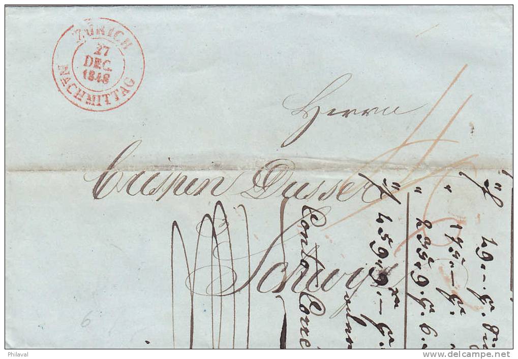 Lettre Préphilatélique , Oblitérée Du Cachet Rouge De ZÜRICH Le 27 Décembre 1848 - Cachet D'arrivée De SCHWYZ - ...-1845 Prefilatelia