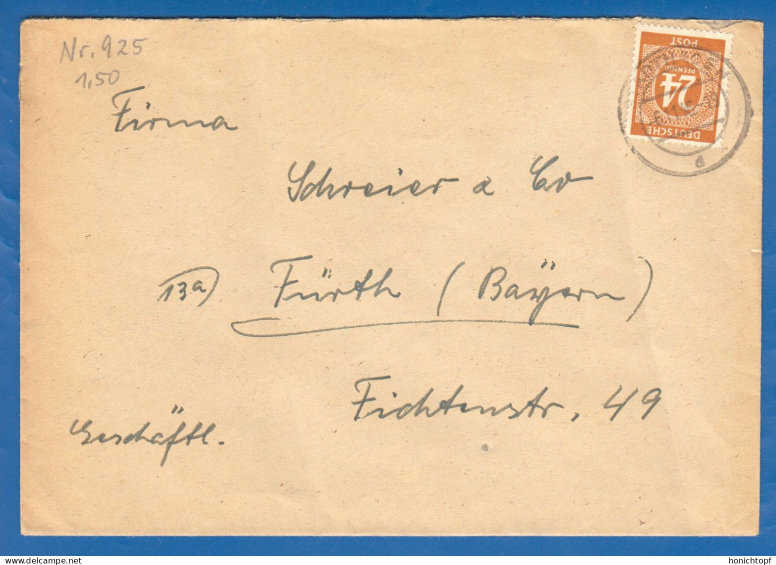 Deutschland; Alliierte Besetzung MiNr. 925; 1946; Stadthagen - Lettres & Documents