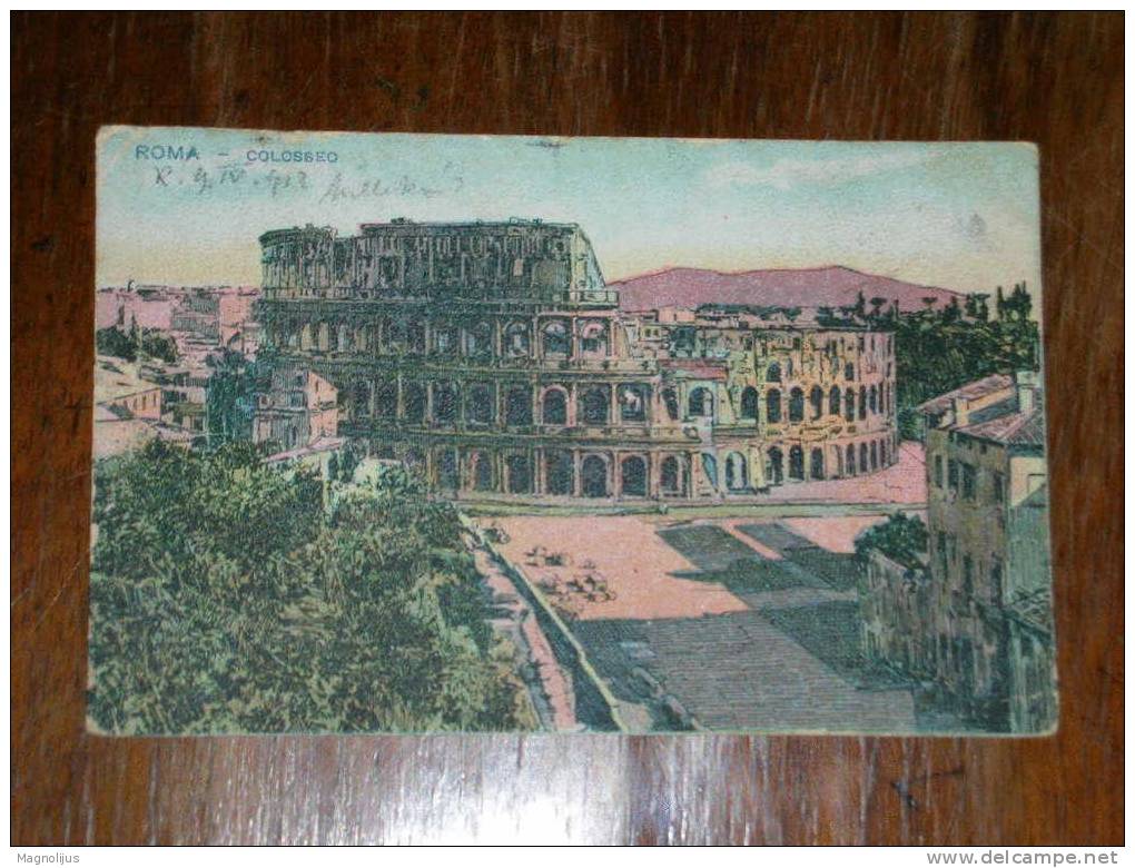 Italy,Roma,Rome,Colosseo,Colosseum,Ancient Architecture,Ruins,Artistic,Graphics,vintage Postcard - Colosseum