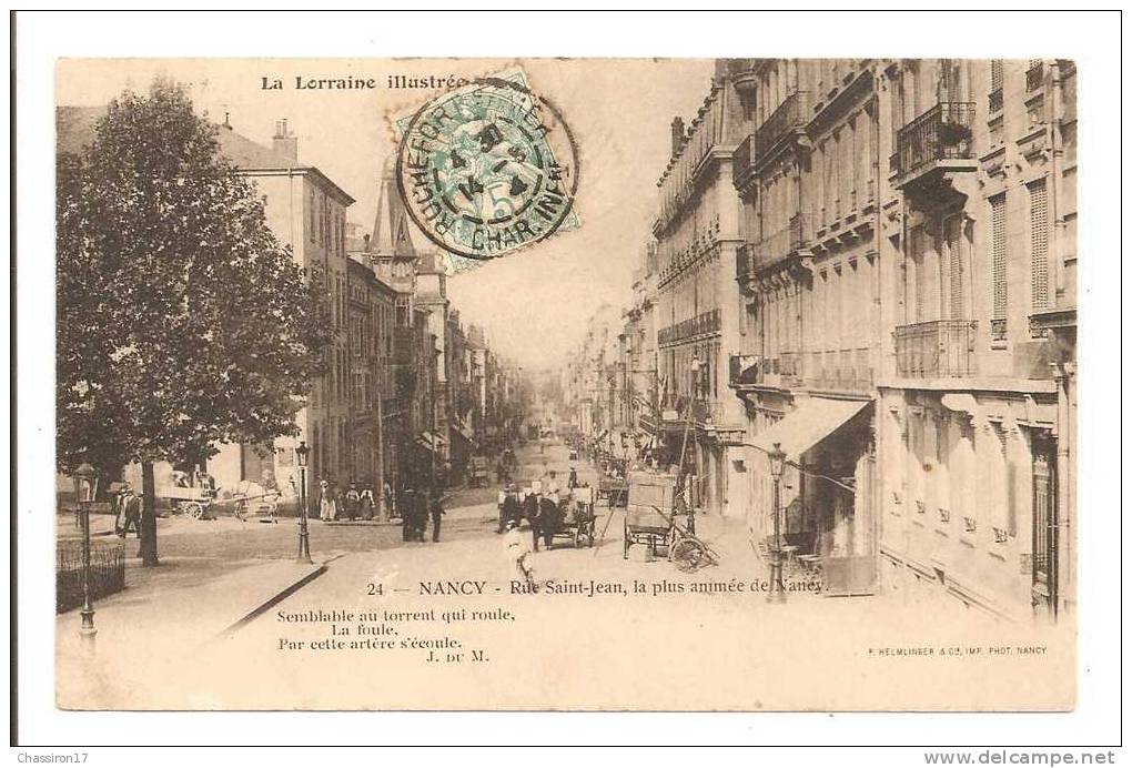 54 -   NANCY  -  Rue Saint-Jean, La Plus Animée De Nancy -  Petit Poème De J. Du M. - Animée - Nancy