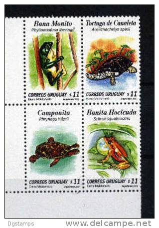 Uruguay 2001 YT1937-40 Ranas Y Tortugas: Phyllomedusa Iheringii, Acanthochelys Spixii, Phrynops Hilarii, Scinax Squaliro - Rane