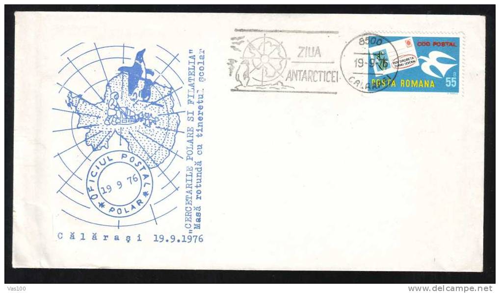 Antarctica Day,Pingouins & Manchots,oblitaration Concordante ,very Rare Cover 1976 Romania. - Pingouins & Manchots