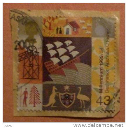 MILENNIUM 1999/34 - Destination Australia ( England - Used Stamp On Paper ) Kangaroo Kangourou - Non Classés