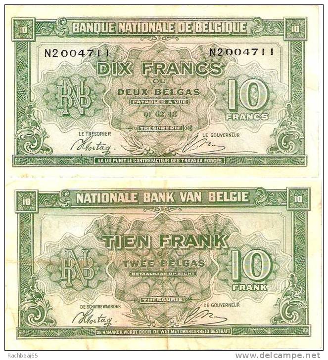 *Belgique-Belgie* Billet De 10 Francs Type Londres 01.02.1943 .   SUP - 10 Francs-2 Belgas