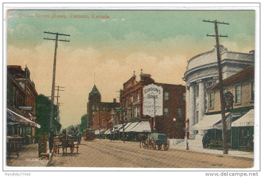 TORONTO ONTARIO CANADA Queen Street East SHOPS Wagons TROLLY Circa -1910 - Toronto