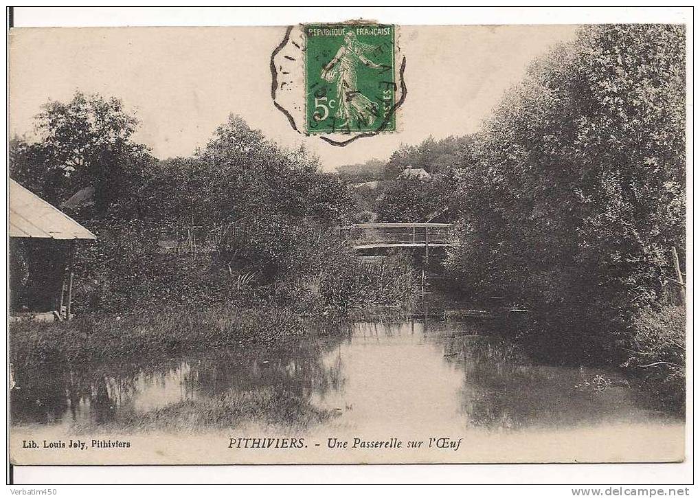 45..PITHIVIERS..UNE PASSERELLE SUR L OEUF....2 SCANS.. - Pithiviers