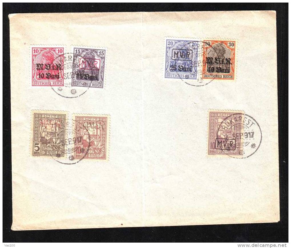 Germany Occupations In Romania 1917 Bukarest ,overprint Stamps MVIR ,7 Stamps On Cover!! - Ocupaciones