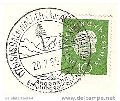 AK 516R44 OE Luftkurort Sasbachwalden / Schwarzwald 20.7.59-17 (17b) SASBACHWALDEN Über ACHERN (BADEN) Landpoststempel - Achern