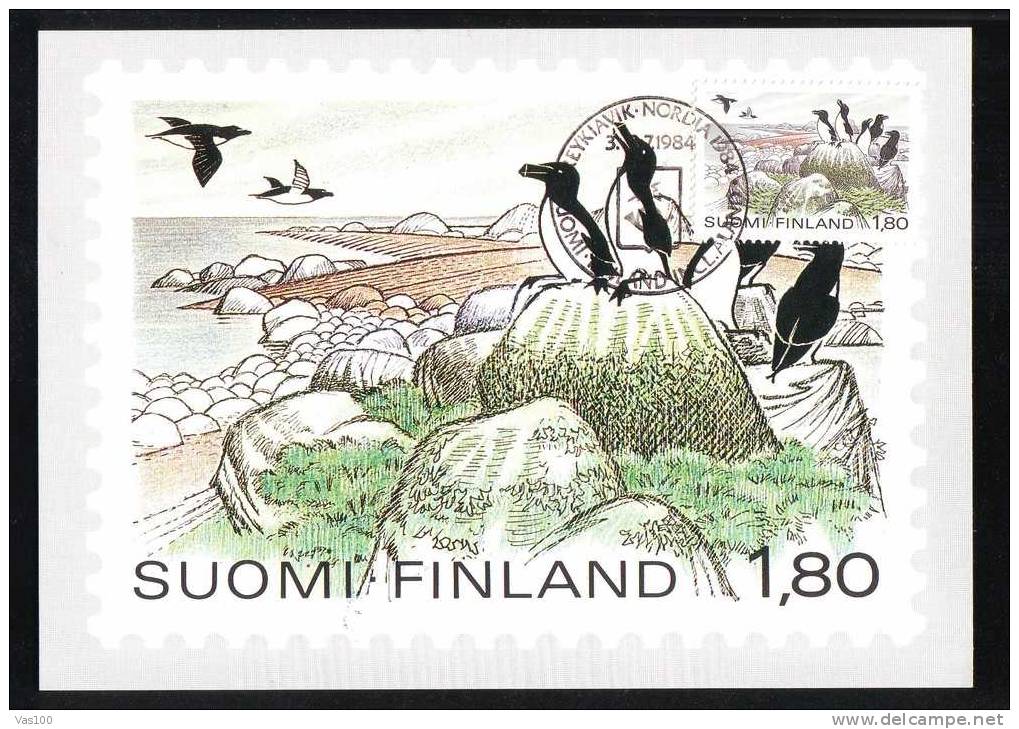 BIRD:MAXICARD,  1984, – Carte Maximum,obliteration ,FINLANDA. - Pingueinos