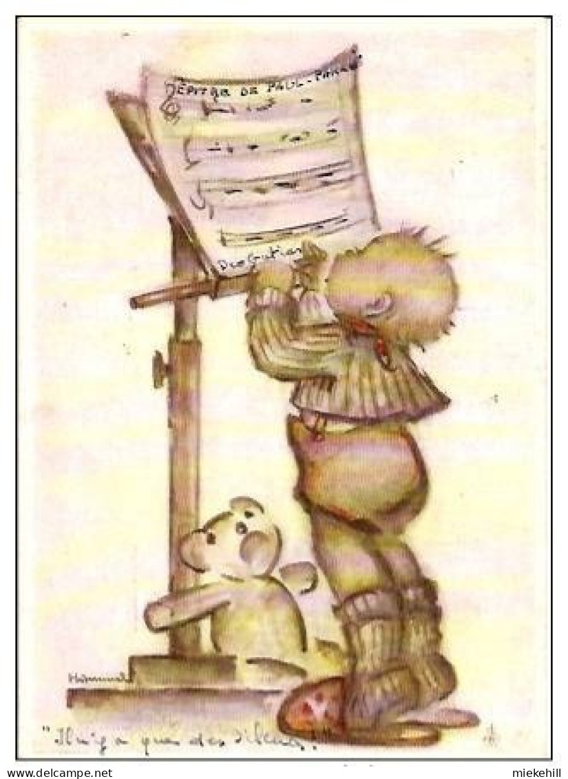 HUMMEL-PETIT GARCON Et PARTITION MUSICALE-KUNSTLER-ILLUSTRATOR-n°5732-musique-solfège - Hummel