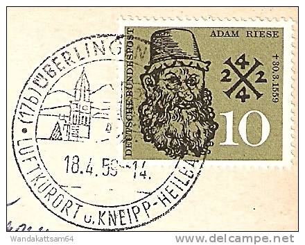 AK Überlingen Am Bodensee 18.4.59-14 (17b) ÜBERLINGEN LUFTKURORT U. KNEIPP-HEIL-BAD Nach Karlsruhe Mit 10 Pf  Adam Riese - Überlingen