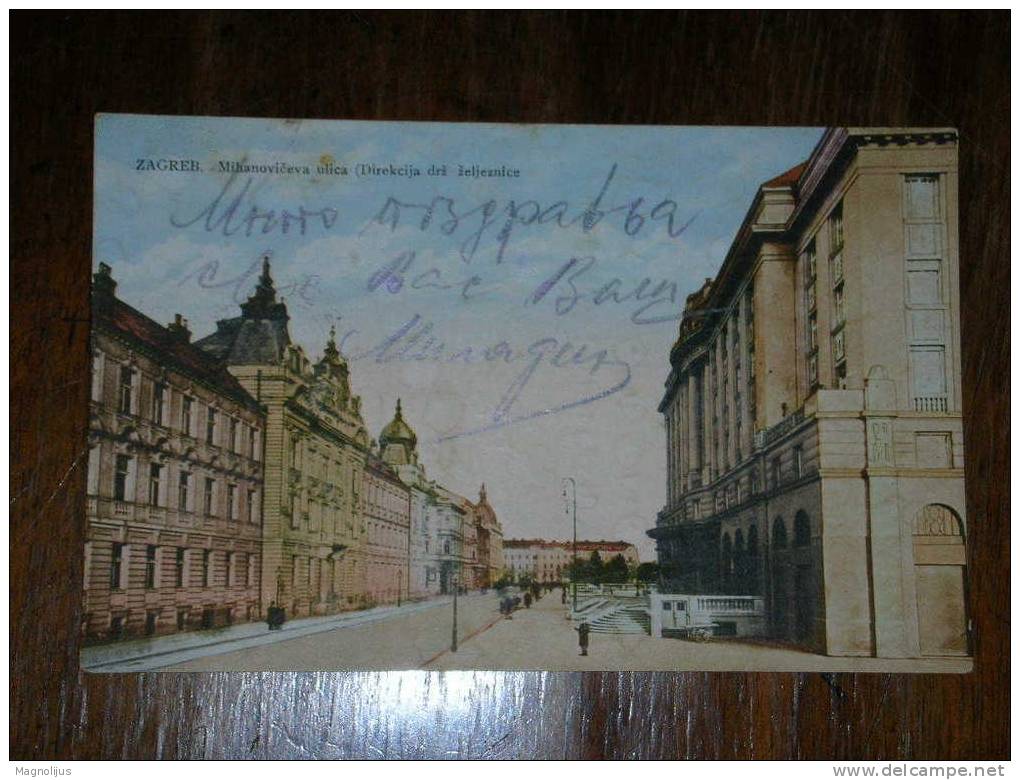 Croatia,Zagreb,State Railway Main Building,railwayboard,Mihanovic Street,railway Stamp Zagreb-Beograd,vintage Postcard - Kroatien