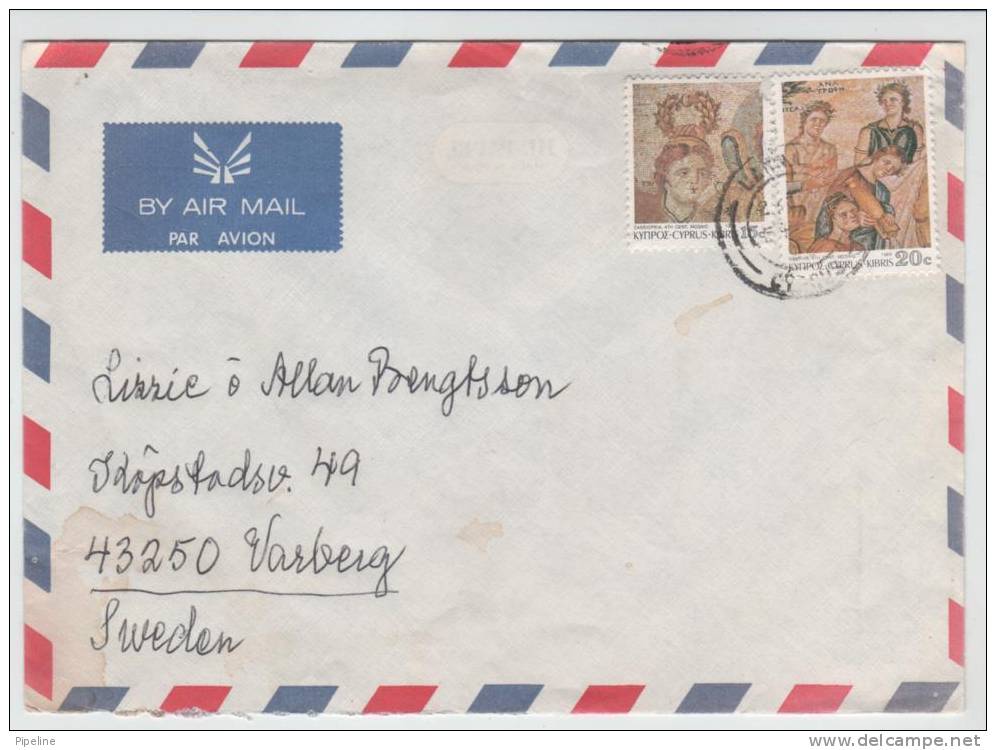 Cyprus Air Mail Cover Sent To Sweden 199? - Storia Postale