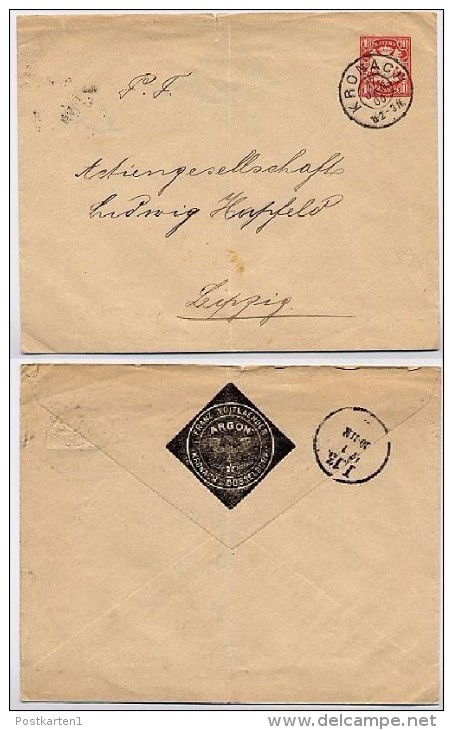 BAYERN PU11 B5/04 Privat-Umschlag ARGON Kronach 1906  Kat. 13,00 € - Ganzsachen