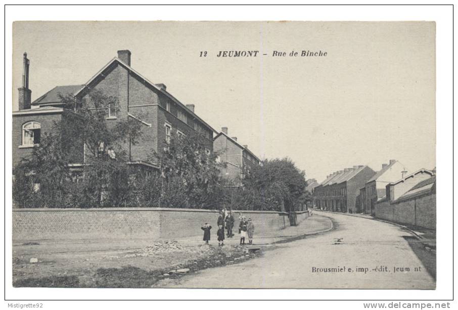 (59) JEUMONT Rue De Binche. Noir Et Blanc, Dos Vert. Phototypie Baudinière. - Jeumont