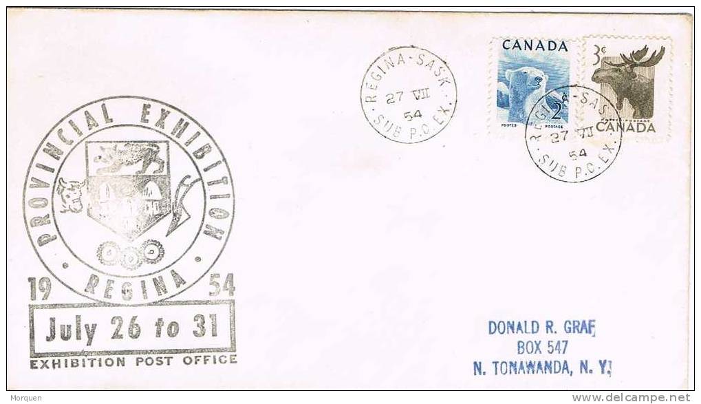 Carta REGINA SASK (Canada) 1954. Exhibition Stamps - Brieven En Documenten