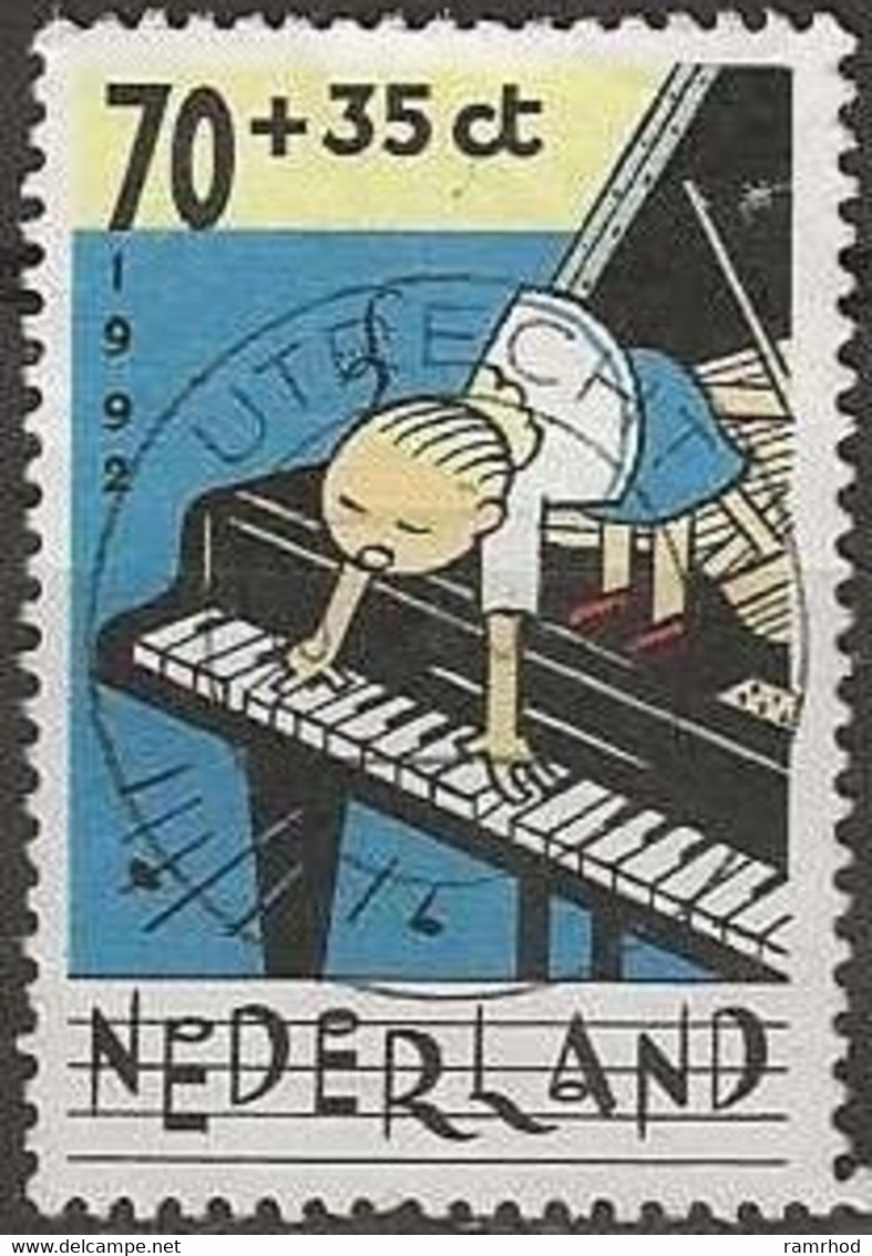 NETHERLANDS 1992 Child Welfare. Child And Music - 70c.+35c. - Piano Player FU - Gebraucht