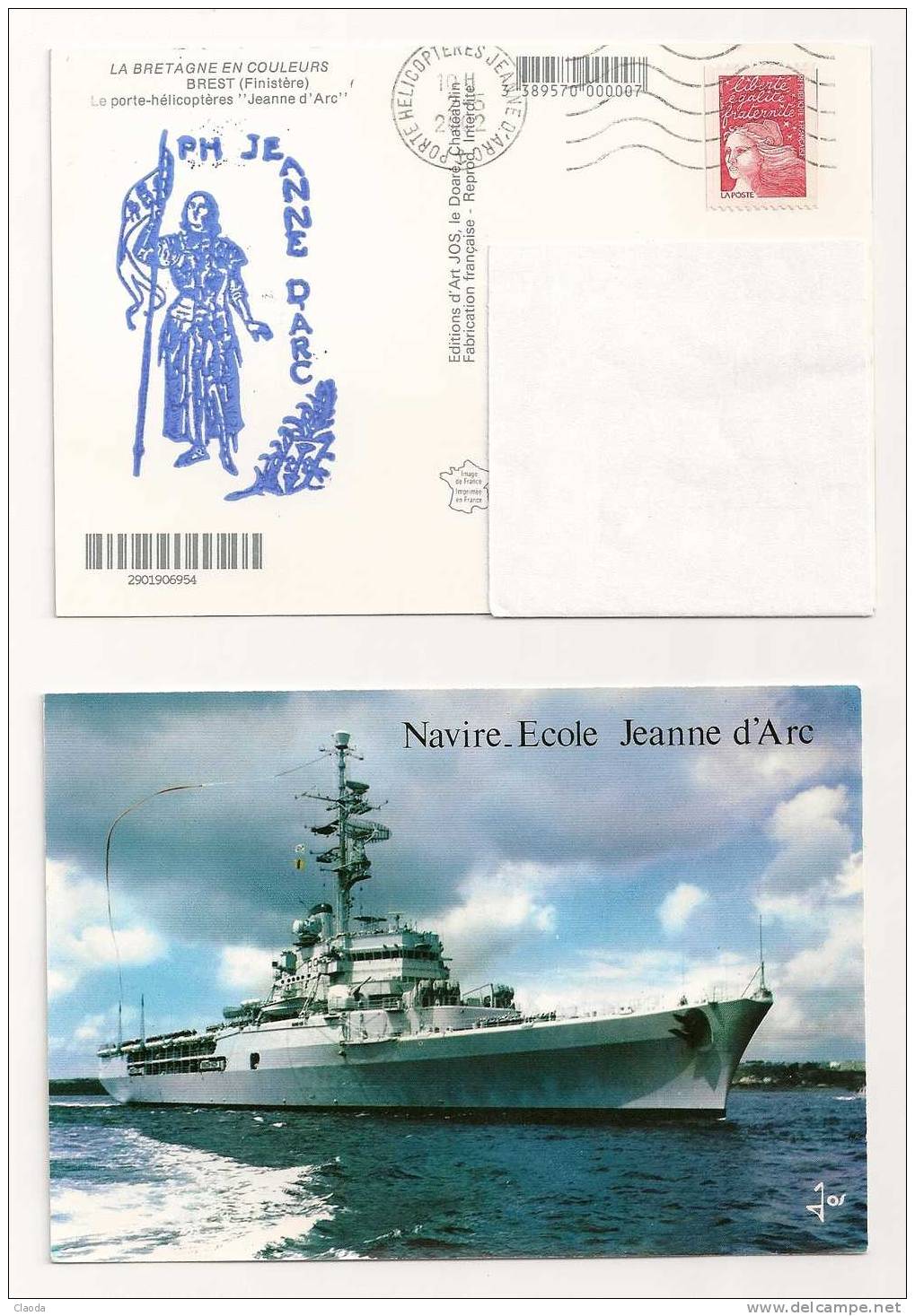 7863 CP Porte- Hélicoptères JEANNE D´ARC -  - Mission 2001- 2002  Obli . Flamme Illustrée JDA. - Naval Post