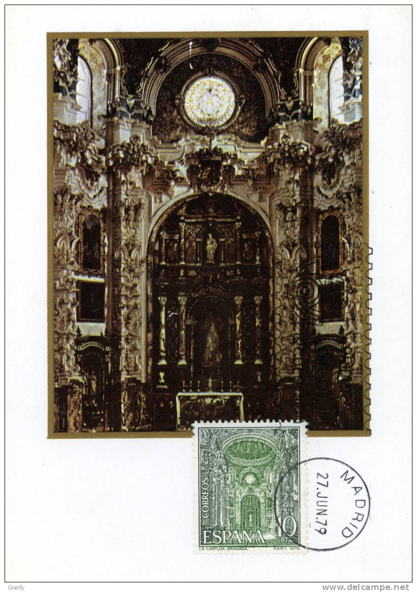 SPAGNA SPAIN MAXIMUM MAXIMA MAXI CARD LA CARTUJA GRANADA 1979 PERFETTA  FDC - Maximum Cards