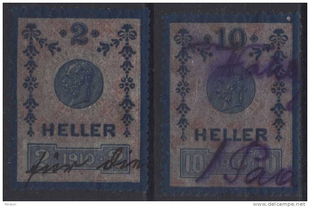 1910 - Österreich Stempelmarken - Austria Revenue Stamps - Fiscali