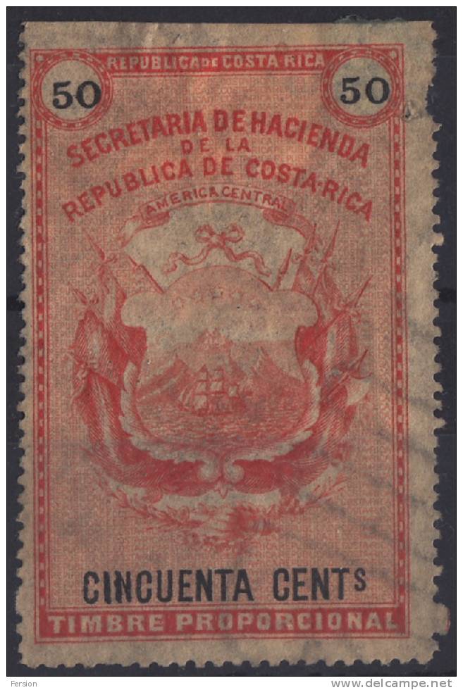 1883 Timbre Proporcional REVENUE TAX Costa Rica - Used / Sailing Ship Mountain - Costa Rica