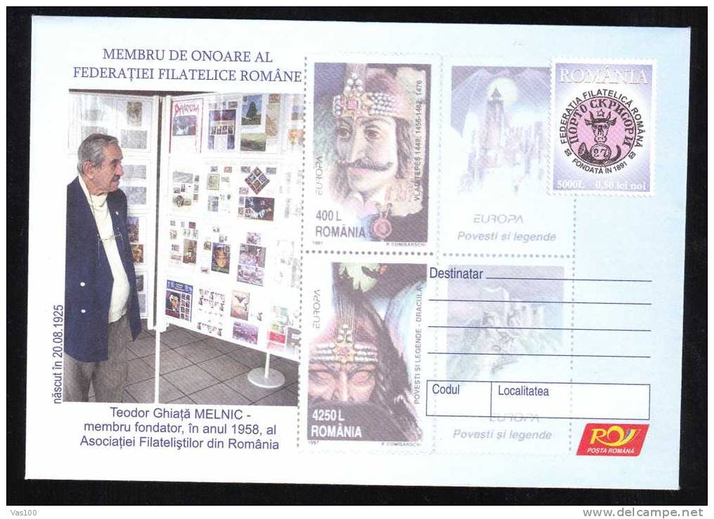 Dracula,Vlad Tepes Stamps On Cover Stationery 2005 Romania. - Fiabe, Racconti Popolari & Leggende