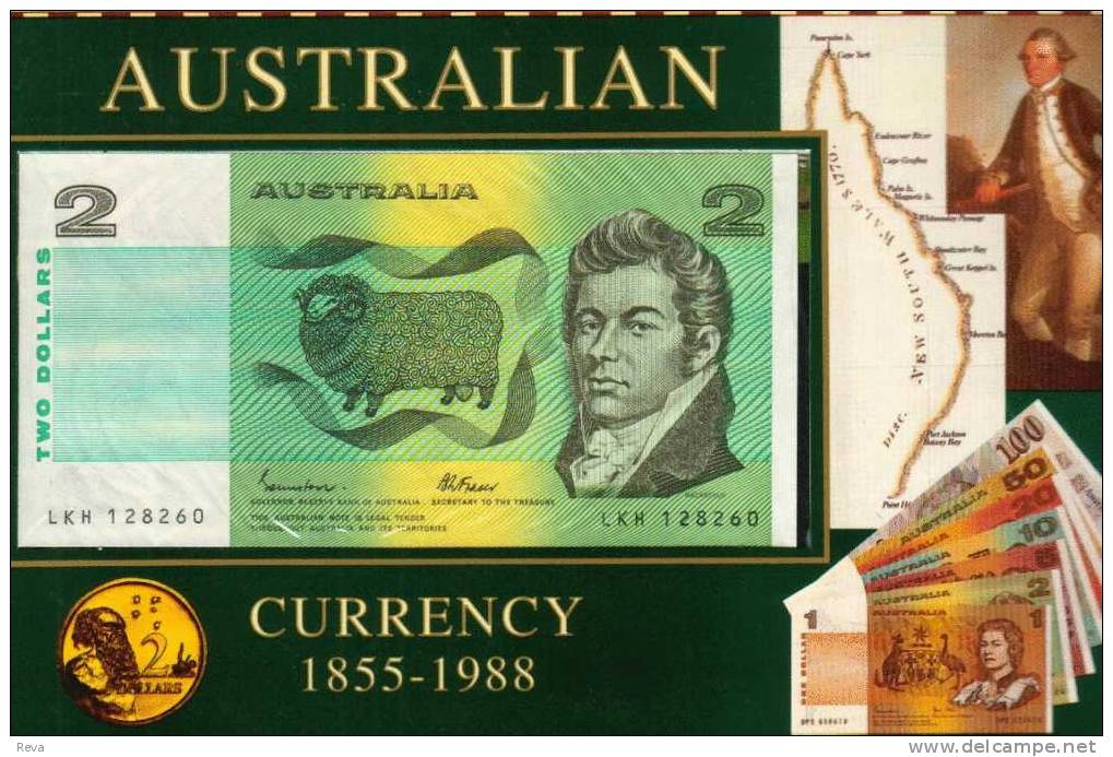 AUSTRALIA $2 LAST ISSUE LAST SIGNATURE ND(1985) & 1ST $2 COIN 1988 JOINT ISSUE WITH MINT IN FOLDER UNC  READ DESCRIPTION - Other & Unclassified