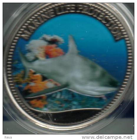 PALAU  $1 SHARK   MARINE LIFE ANIMAL FRONT COLOURED EMBLEM BACK 2008 PROOF LIKE   READ DESCRIPTION CAREFULLY !!! - Palau