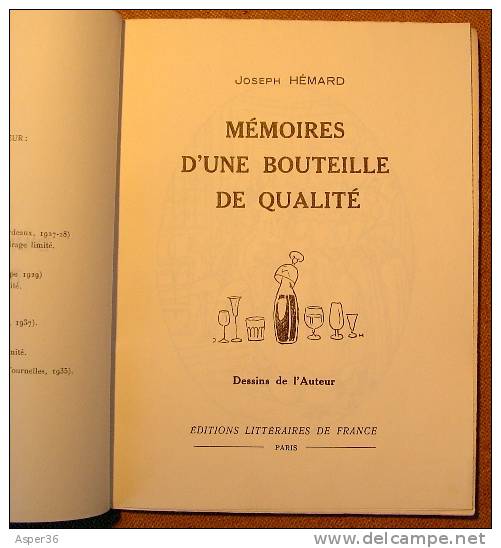 Vin "Mémoires D'une Bouteille De Qualité" Joseph Hémard 1941 - 1901-1940