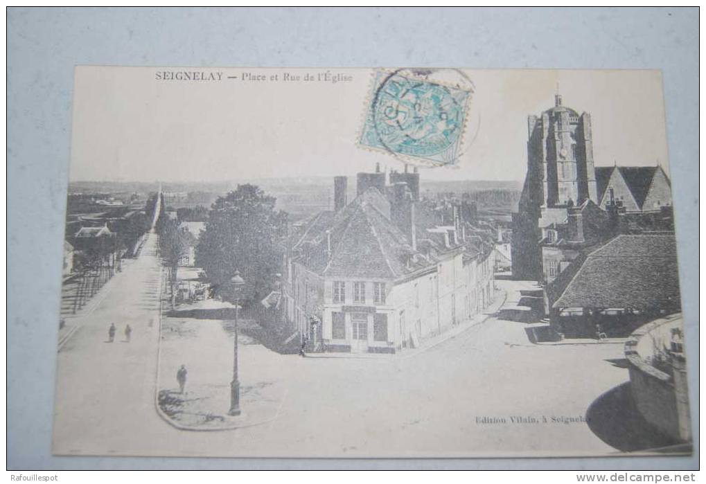 Cpa SEIGNELAY "place Rue De L'eglise" - Seignelay