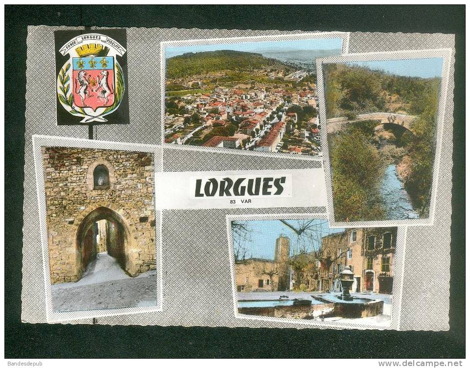 CPSM - Lorgues (83) - Multivues ( Vue Aérienne Blason COMBIER CIM ) - Lorgues