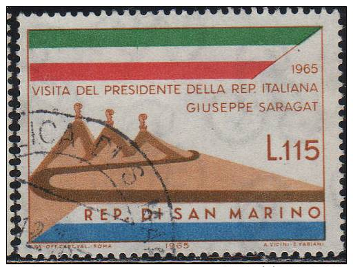 8193 San Marino 1965 Visita Del Presidente Saragat £ 115  Usato - Usati