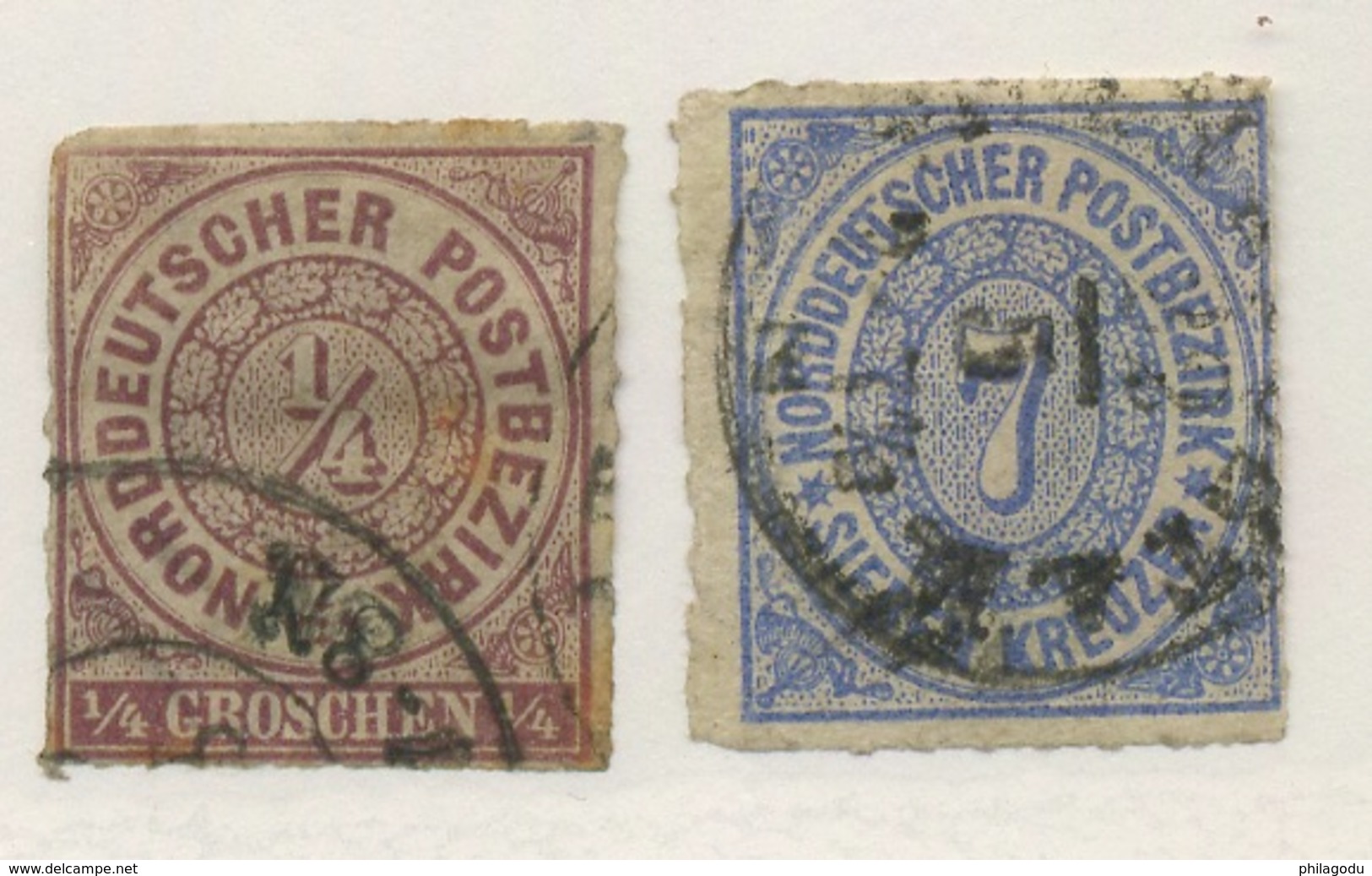 1868, Confédération Du Nord, N° 1 Et 10 Ob, Cote 33 €, - Oblitérés
