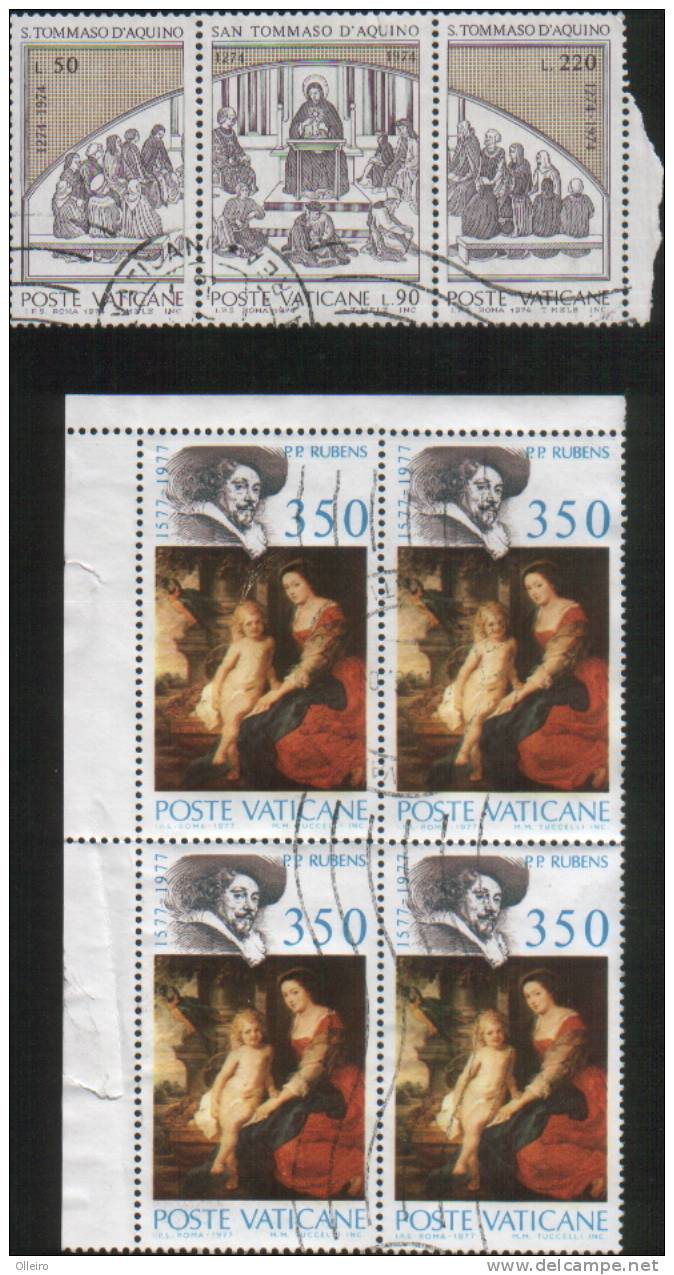 Vaticano Vatikan Vatican 1974 Trittico San Tommaso Usato + Quartina Usata 4 Centenario Rubens - Used Stamps