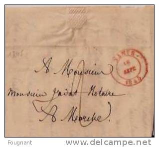 BELGIQUE : 1845:Précurseur:NAMUR Pour MARCHE.Oblit.Namur Double Cercle Rouge+.avec Texte. - 1830-1849 (Belgica Independiente)