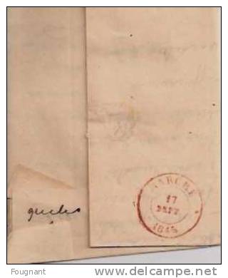 BELGIQUE : 1845:Précurseur:NAMUR Pour MARCHE.Oblit.Namur Double Cercle Rouge+.avec Texte. - 1830-1849 (Onafhankelijk België)