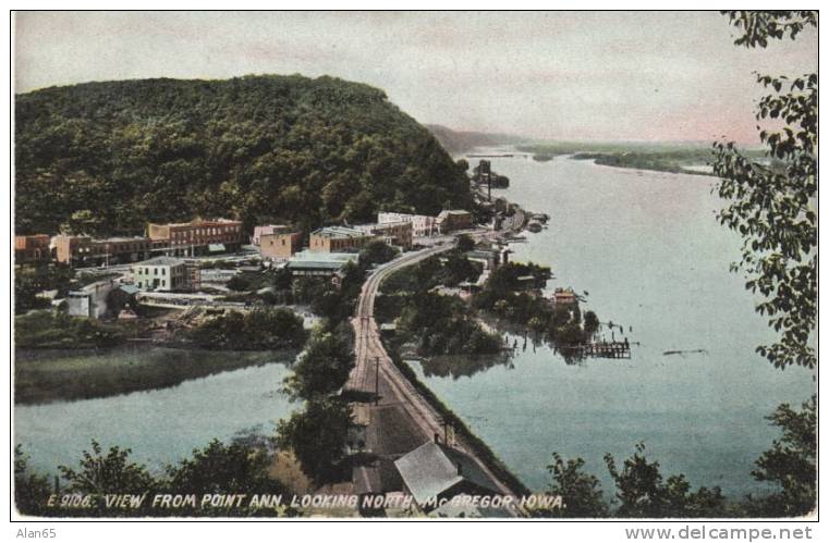 McGregor Iowa From Point Ann, Railroad Tracks Bridge, River, Panorama View On C1900s Vintage Postcard - Other & Unclassified