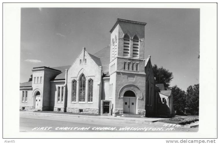Washington Iowa, First Christian Church,  Religion, C1950s Vintage Real Photo Postcard - Andere & Zonder Classificatie