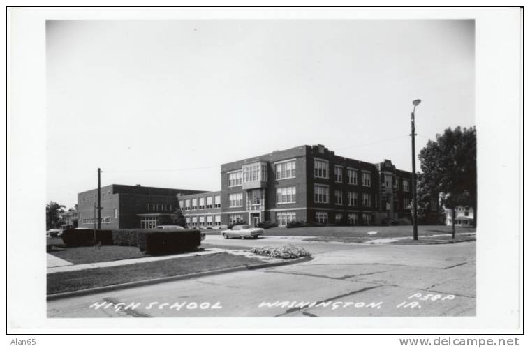 Washington Iowa, High School, C1960s/70s Vintage Real Photo Postcard, Auto - Andere & Zonder Classificatie